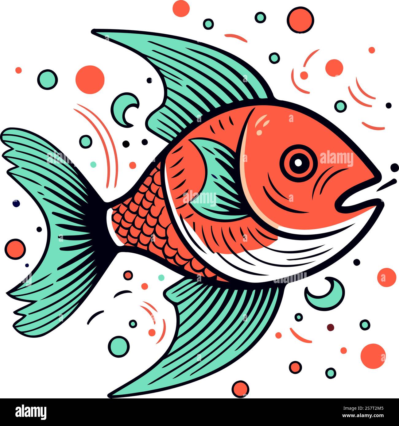 Illustration of a fish on a white background. Vector illustration Stock ...