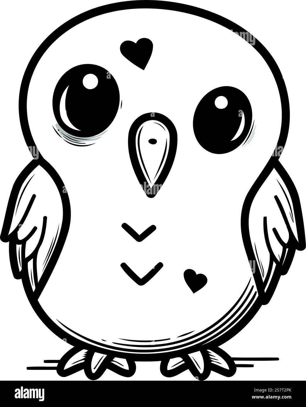 Cute cartoon owl with heart. Vector illustration isolated on white ...