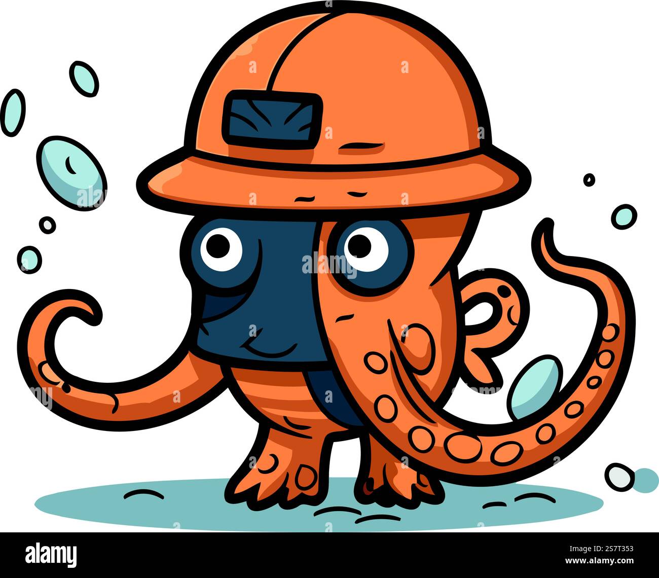Octopus in a hat and a protective suit. Vector illustration Stock ...