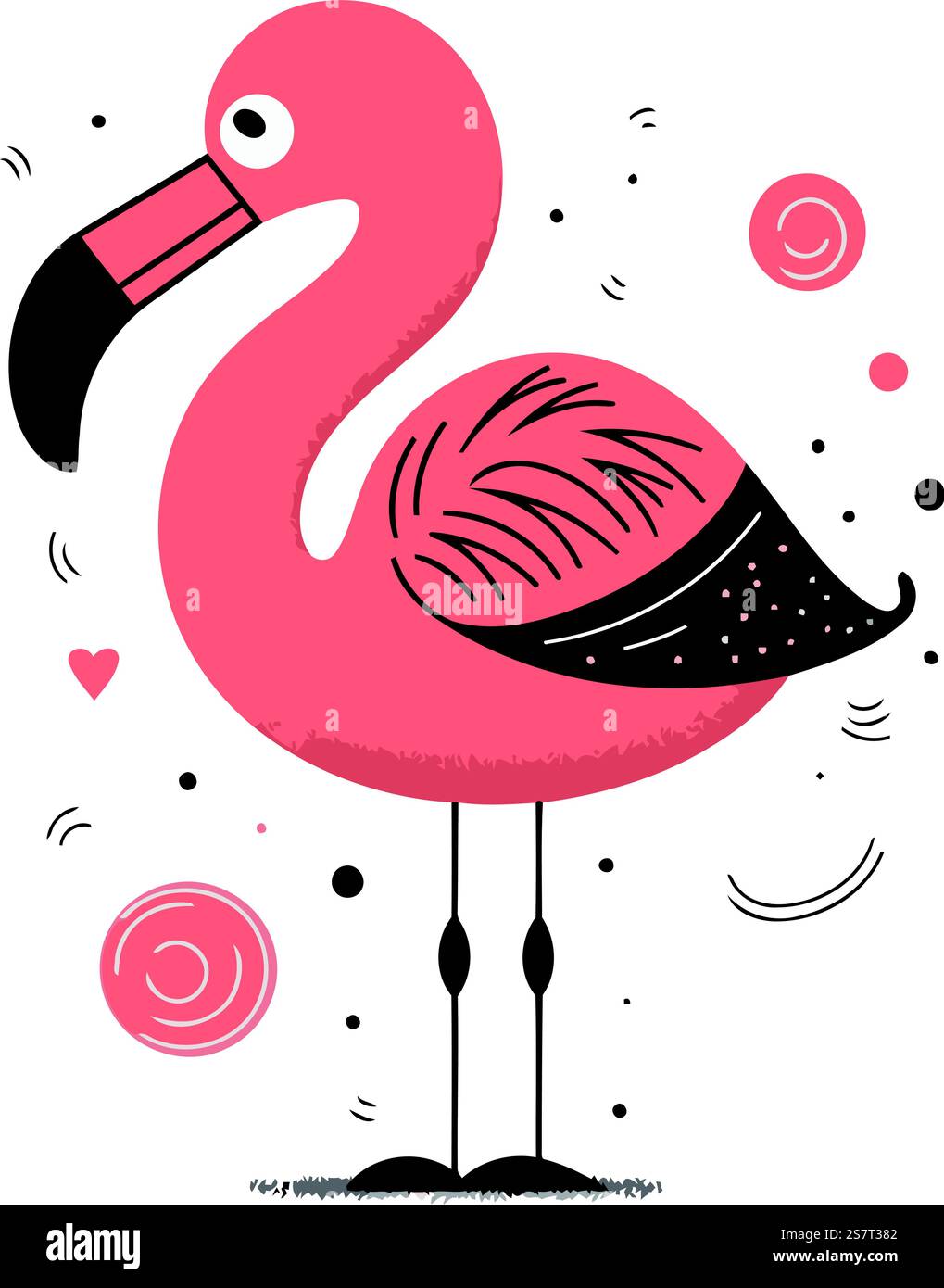 Flamingo on white background. Vector illustration in flat style Stock ...