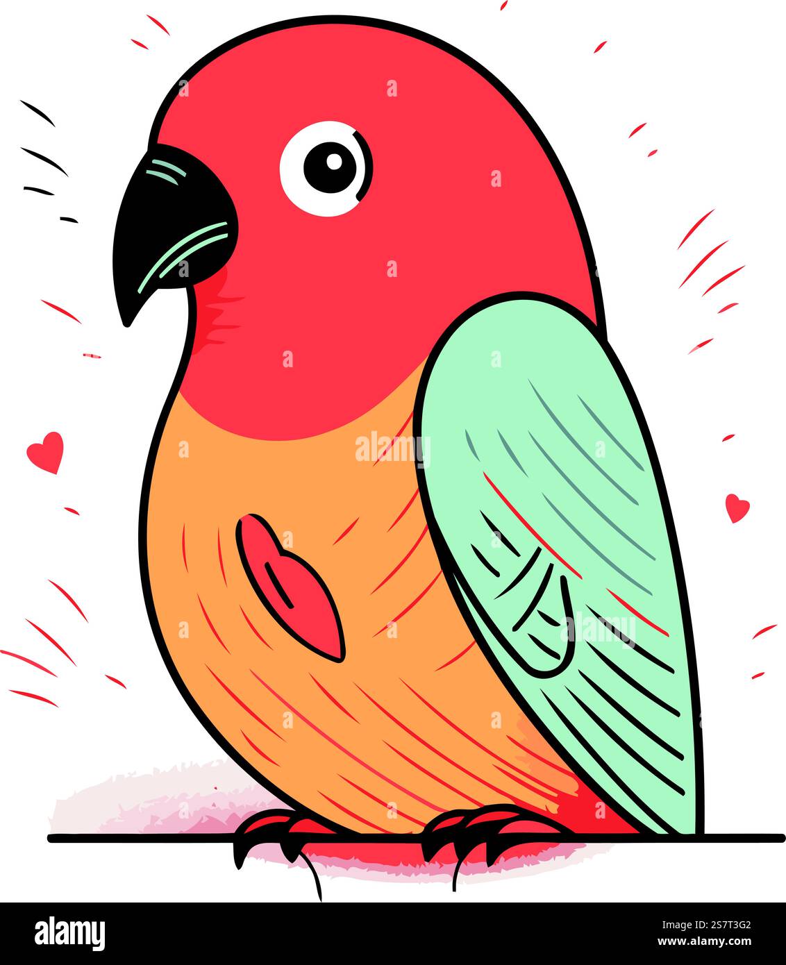Cute parrot. Hand drawn vector illustration in cartoon style Stock ...