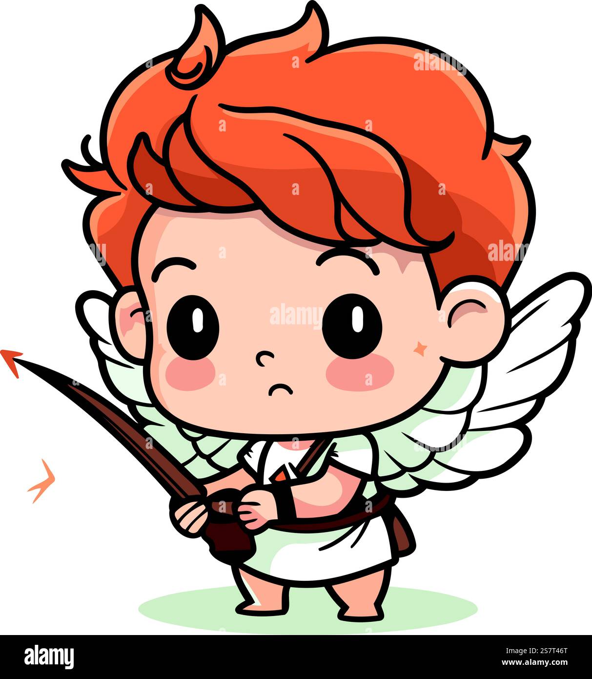 Cupid boy with bow and arrow. Cute cartoon vector illustration Stock ...
