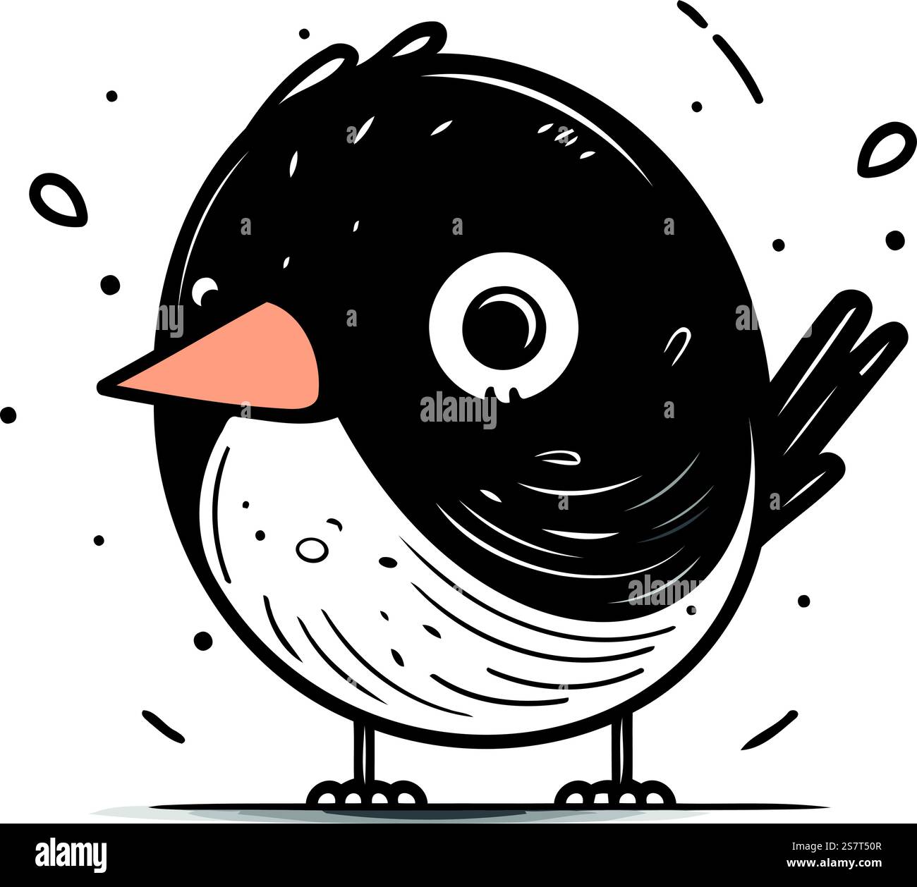 Cute little bird. Hand drawn vector illustration in cartoon style Stock ...