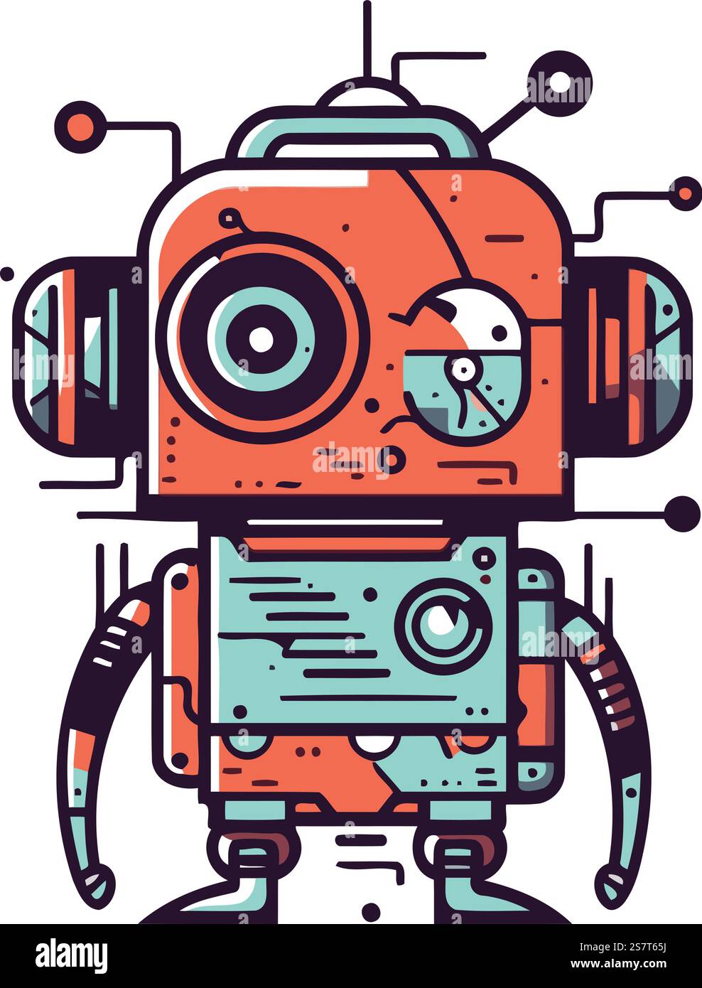 Vector illustration of robot. Cute cartoon robot in flat style Stock ...