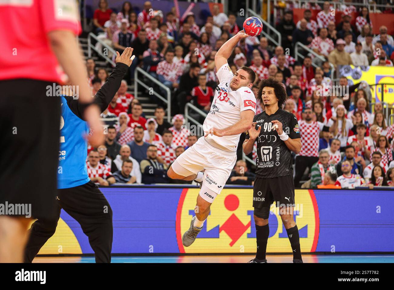 Marin Sipic of Croatia shoots the ball during the 2025 IHF Men's