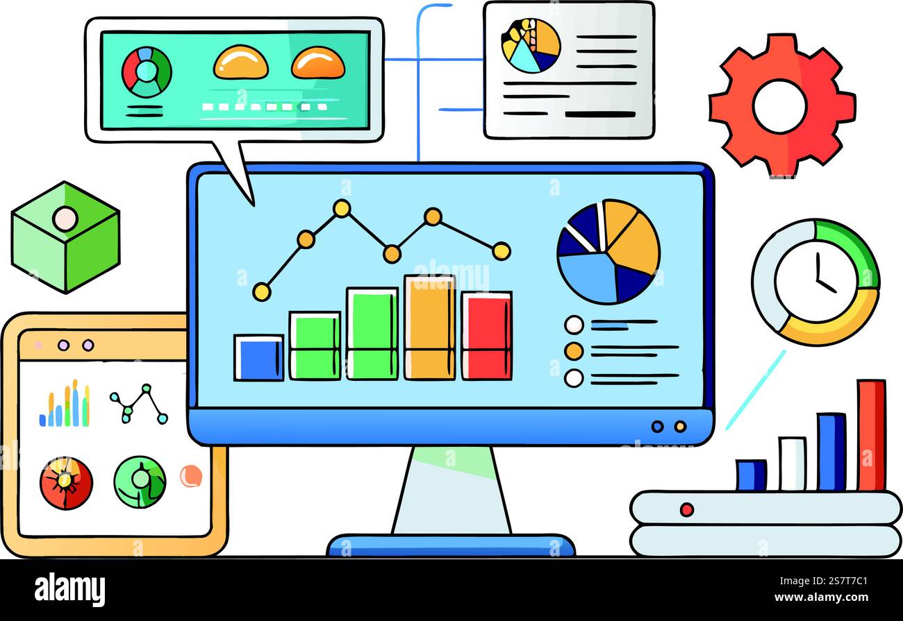 Creative data visualization concept featuring charts, graphs, and ...