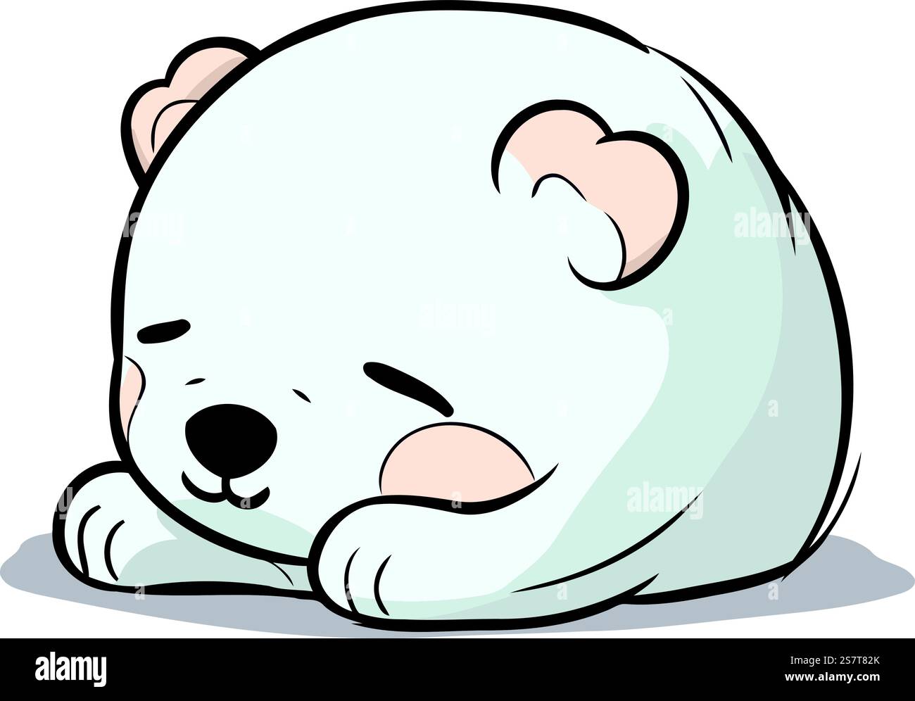 Cute polar bear sleeping on a white background. Vector illustration ...