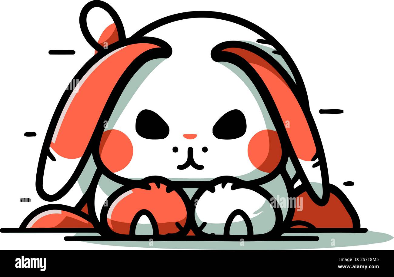 Cute cartoon rabbit. Vector illustration isolated on a white background ...