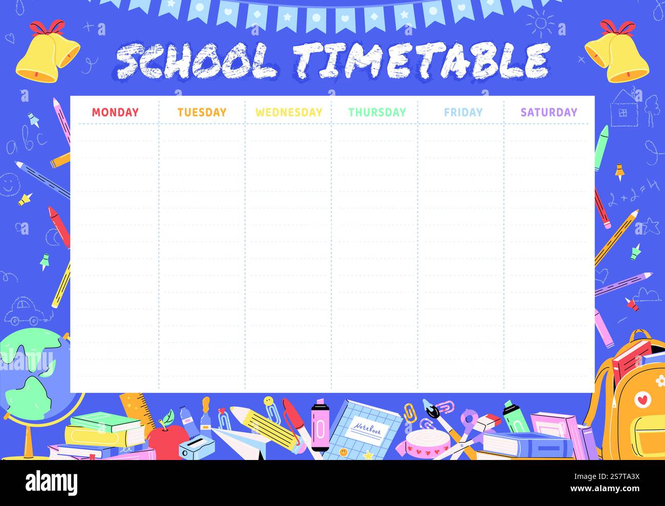 Student week schedule template days planner for lessons hi-res stock ...