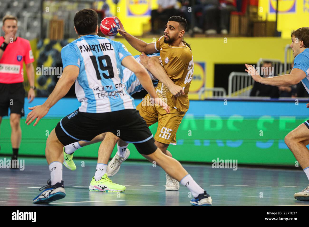 Mohamed Mohamed of Bahrain in action during the 2025 IHF Men's Handball