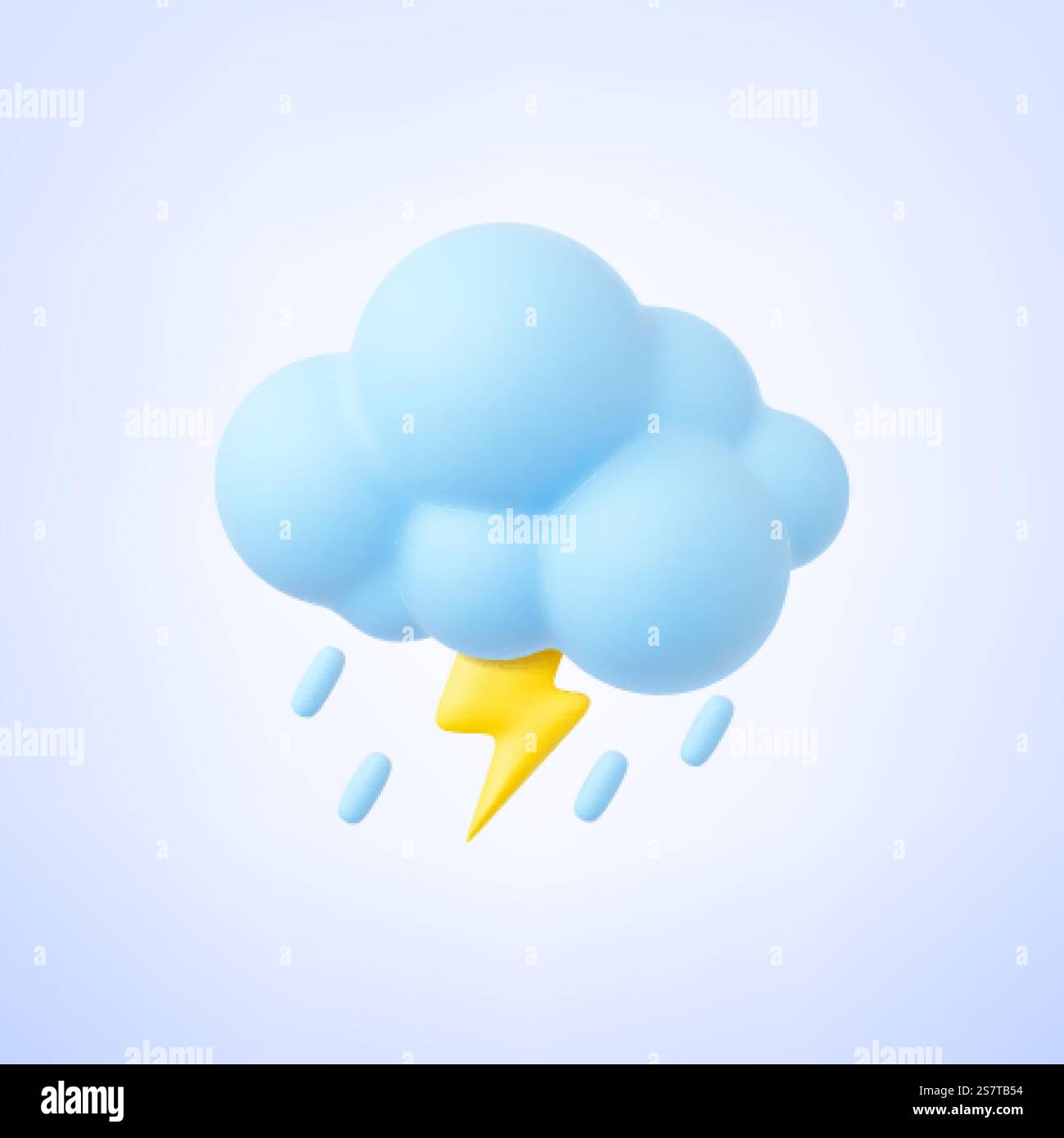 Cloud 3d with raindrops and lightning. Weather, autumn rainy day element. Thunder light, render vector graphic element. Illustration of raindrop autumn cloud. Cloud 3d with raindrops and lightning. Weather, autumn rainy day element. Thunder light, render vector graphic element Stock Vector