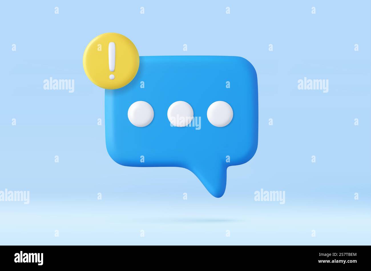3D speech bubble with alert notification. Not delivered message ...