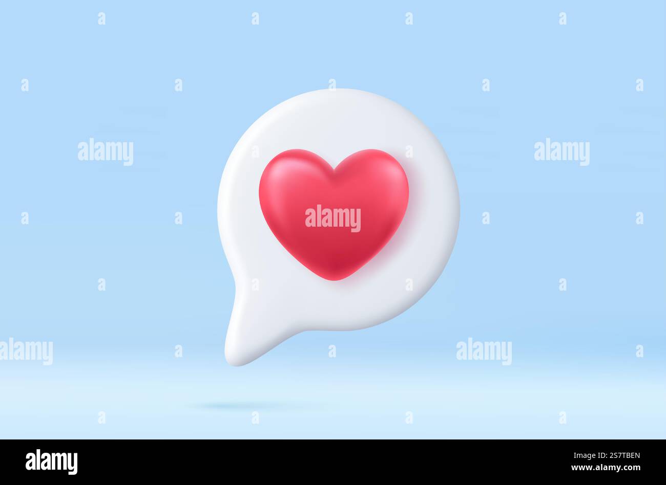 3d social media notification love like heart icon in white pin isolated ...