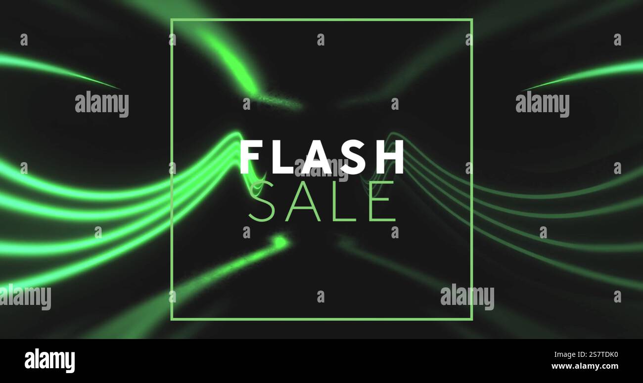 Image of flash sale text over glowing neon pattern background Stock Photo