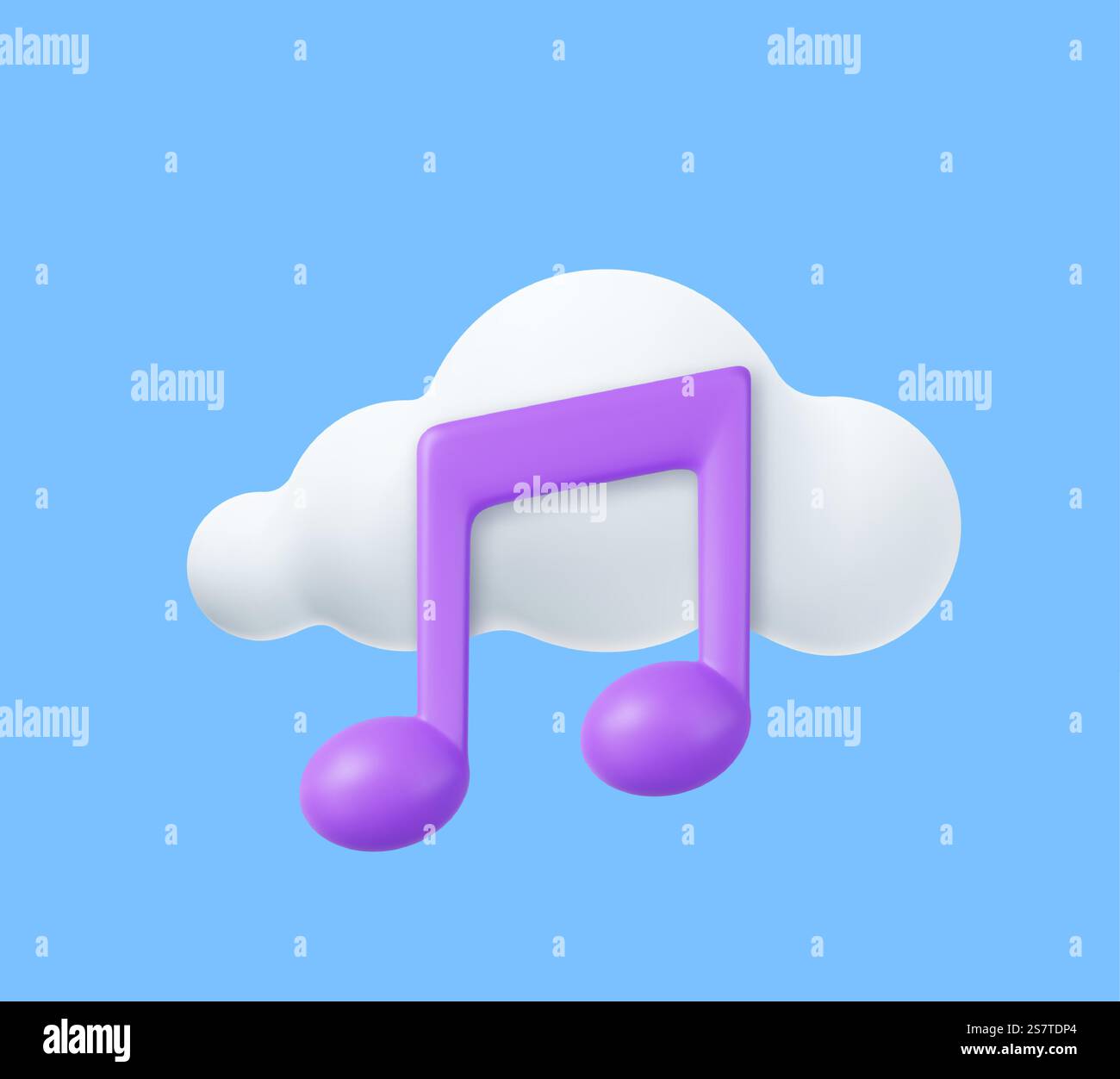 3d music storage clouds. Modern trendy design. Music cloud icon concept. Simple icon for app and web. 3d rendering. Vector illustration. 3d music storage clouds. Stock Vector