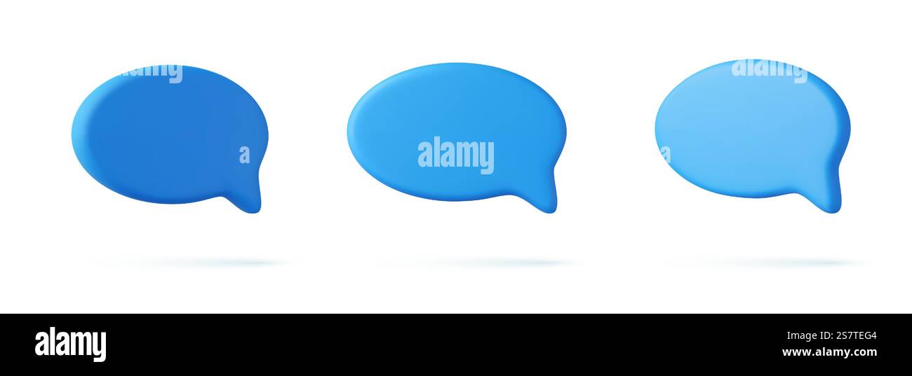 3D speech bubble icons, isolated on white background. 3D Chat icon set ...