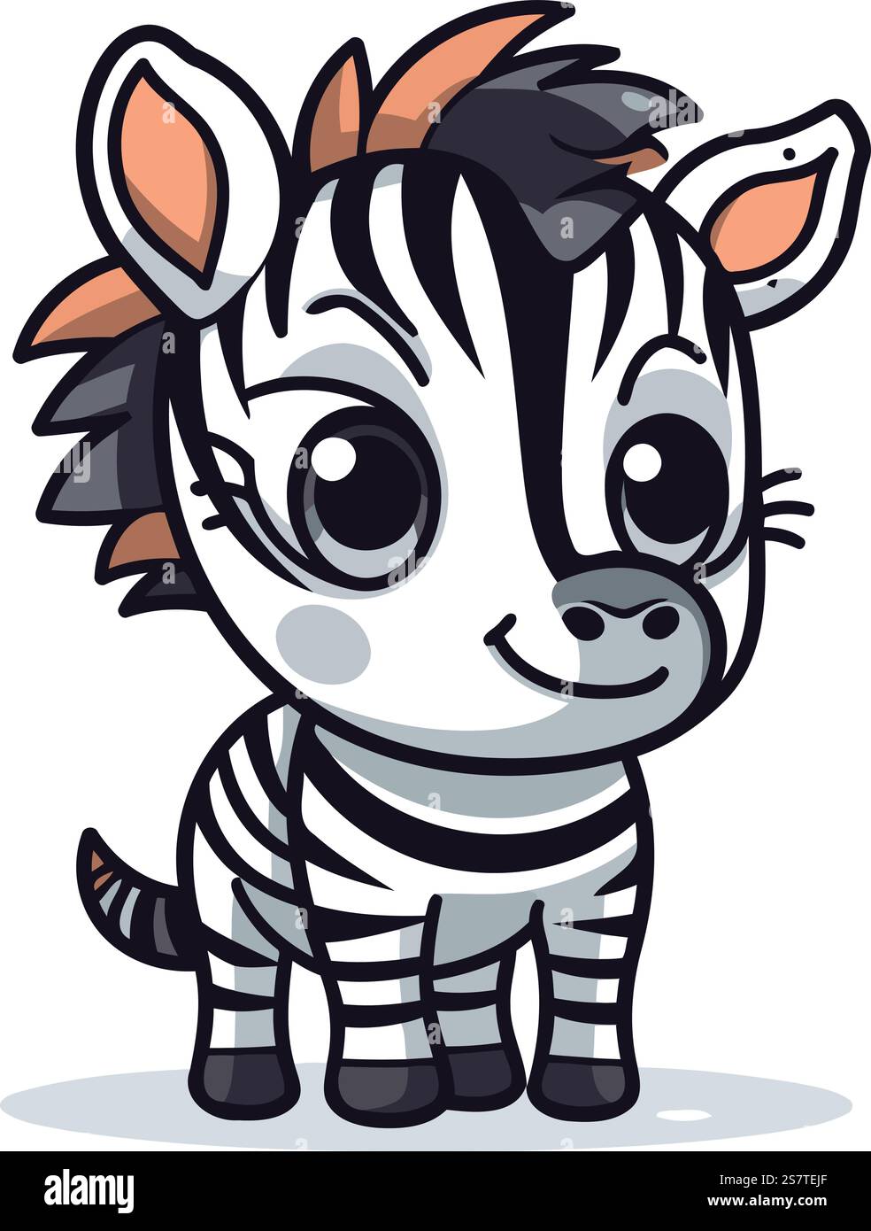 Cute cartoon zebra. Vector illustration isolated on white background ...