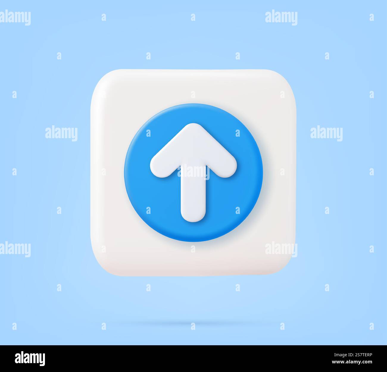 3d icon upload data to cloud computing concept for file sharing and data transfer system. Upload to server with white up arrow use for mobile app, website. 3d rendering. Vector illustration. 3d icon upload data to cloud Stock Vector