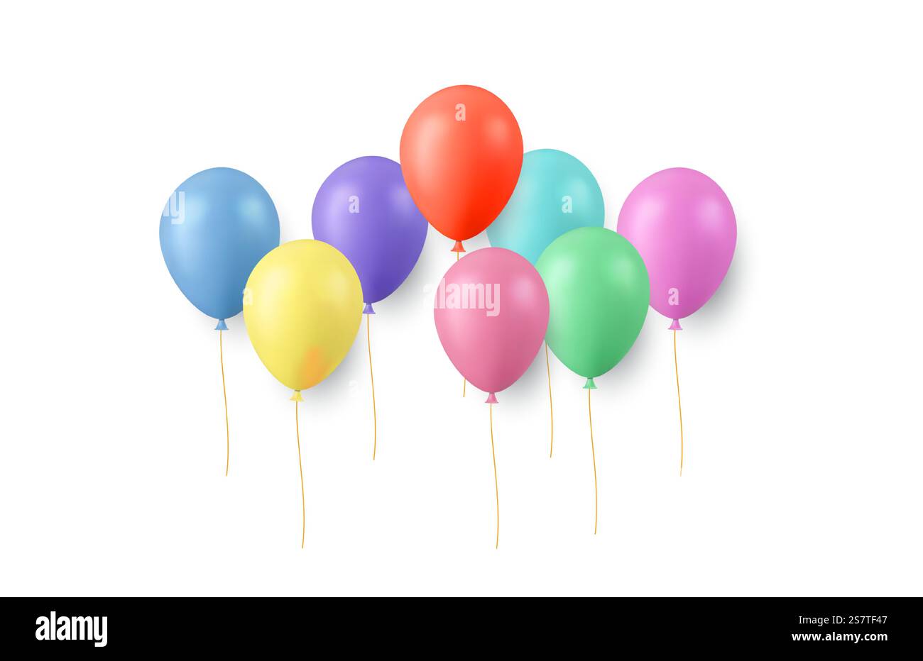 Set of festive bouquets of color balloons isolated on white background ...