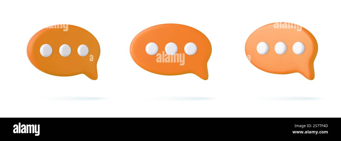 3D speech bubble icons, isolated on white background. 3D Chat icon set ...
