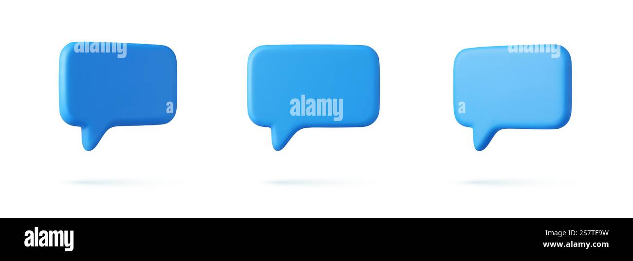 3D speech bubble icons, isolated on white background. 3D Chat icon set ...