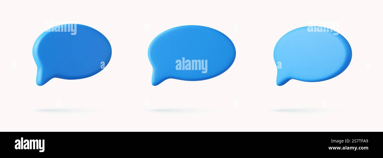 3D speech bubble icons, isolated on white background. 3D Chat icon set ...