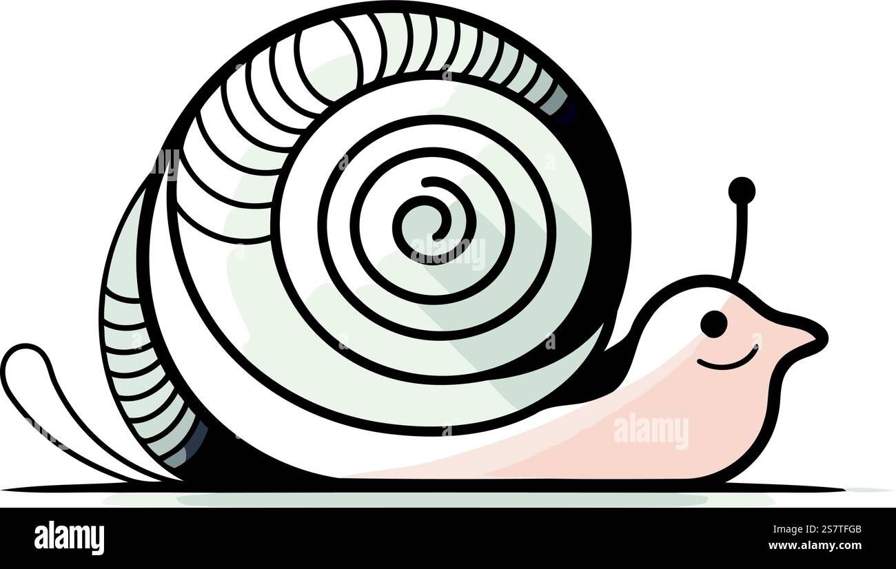 Snail isolated on white background. Cute cartoon vector illustration ...