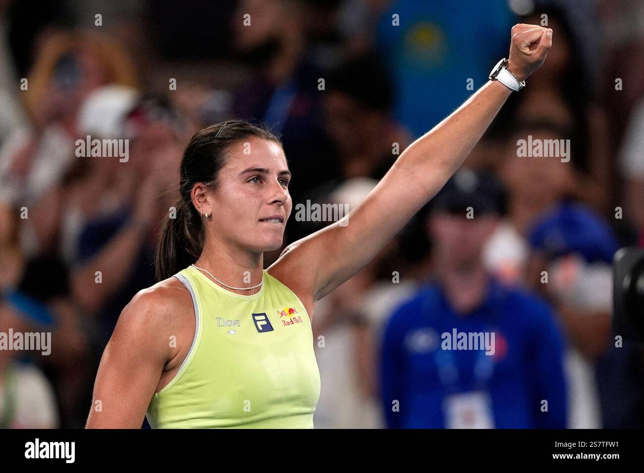 Emma Navarro of the U.S. celebrates after defeating Daria Kasatkina of