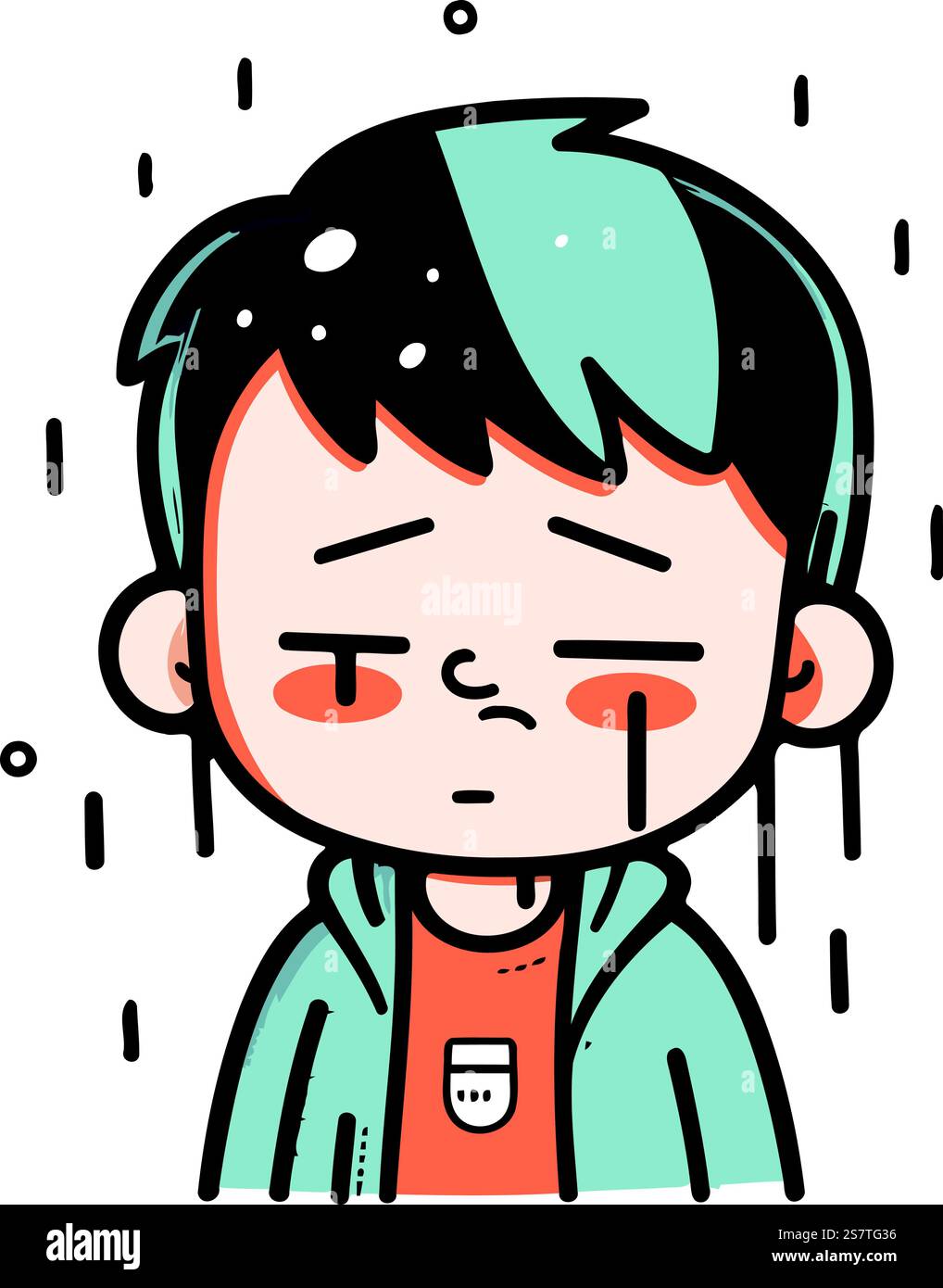Illustration of a boy crying with eyes closed. Vector illustration ...