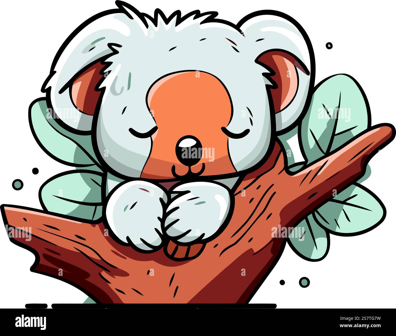 Cute koala sleeping on a tree branch. Vector illustration Stock Vector ...