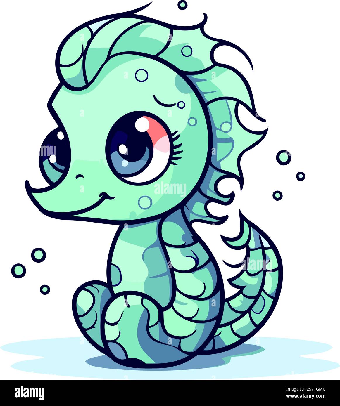 Cute cartoon little seahorse. Vector illustration isolated on white ...
