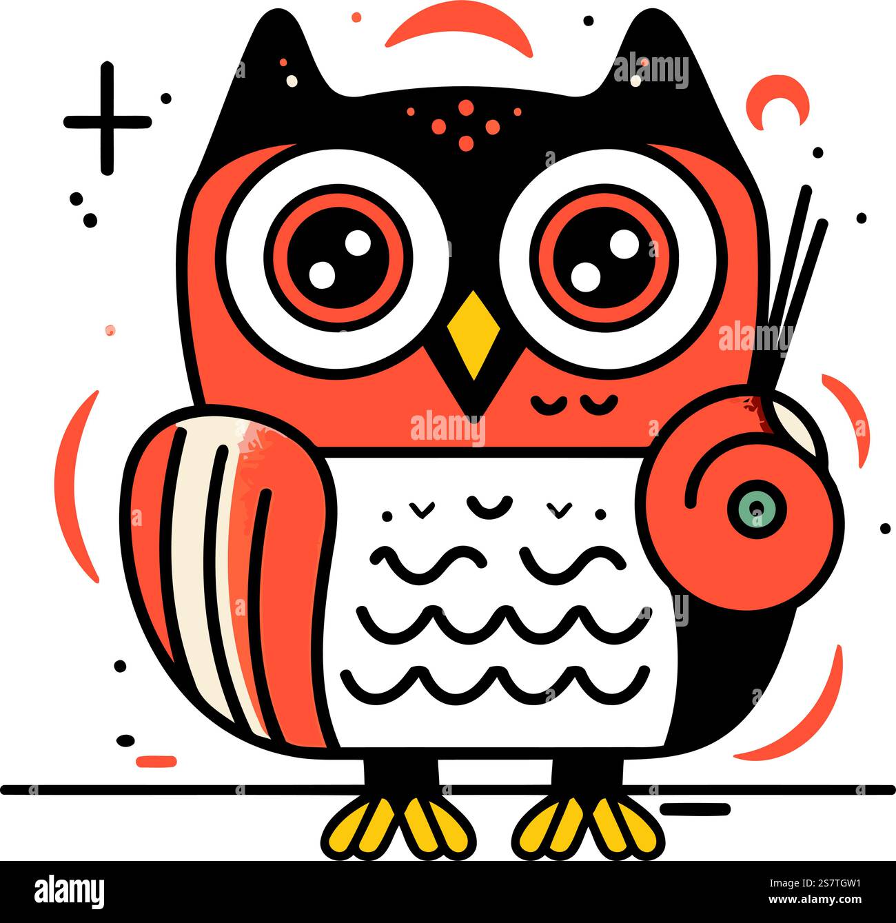 Cute cartoon owl. Vector illustration in doodle style Stock Vector ...