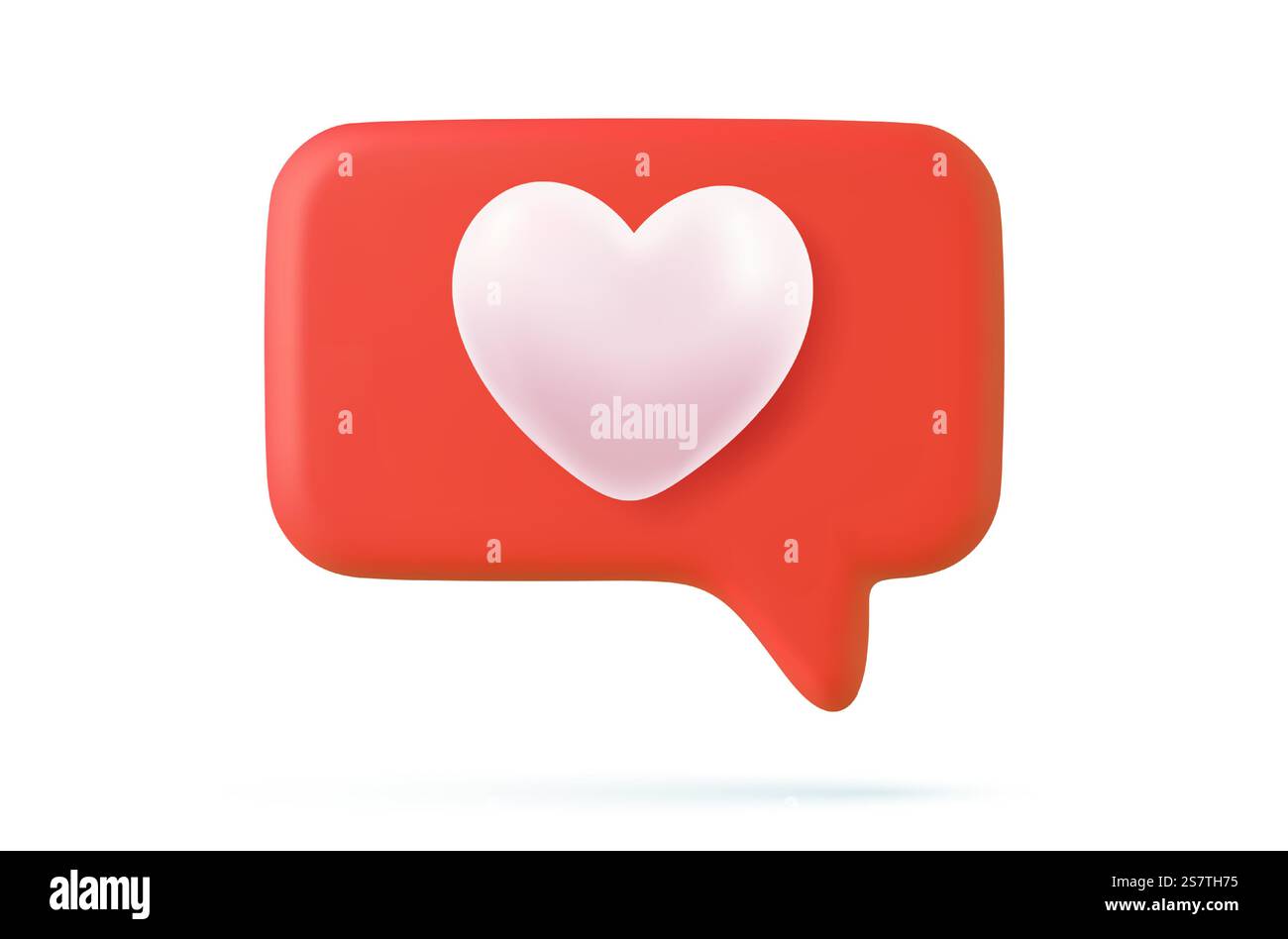 3d social media notification love like heart icon in red pin isolated ...