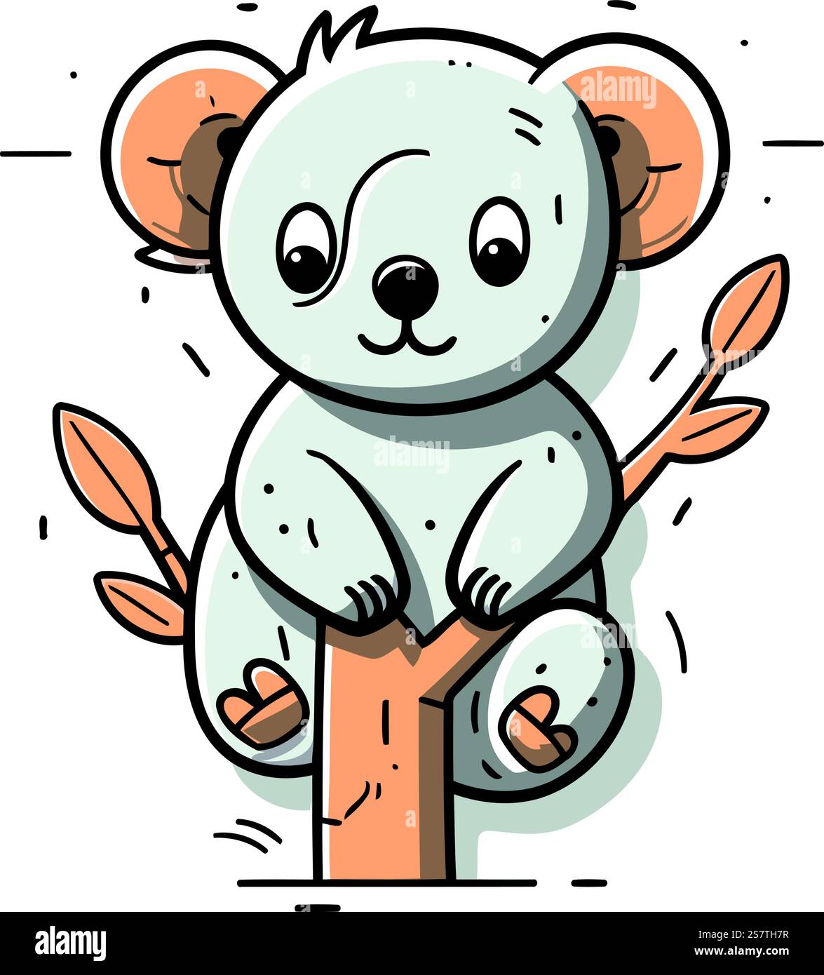 Cute cartoon koala sitting on a tree. Vector illustration Stock Vector ...