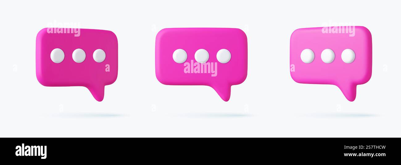 3D speech bubble icons, isolated on white background. 3D Chat icon set ...