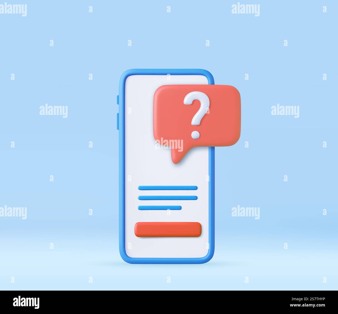 3d question mark icon and question button on mobile screen phone ...