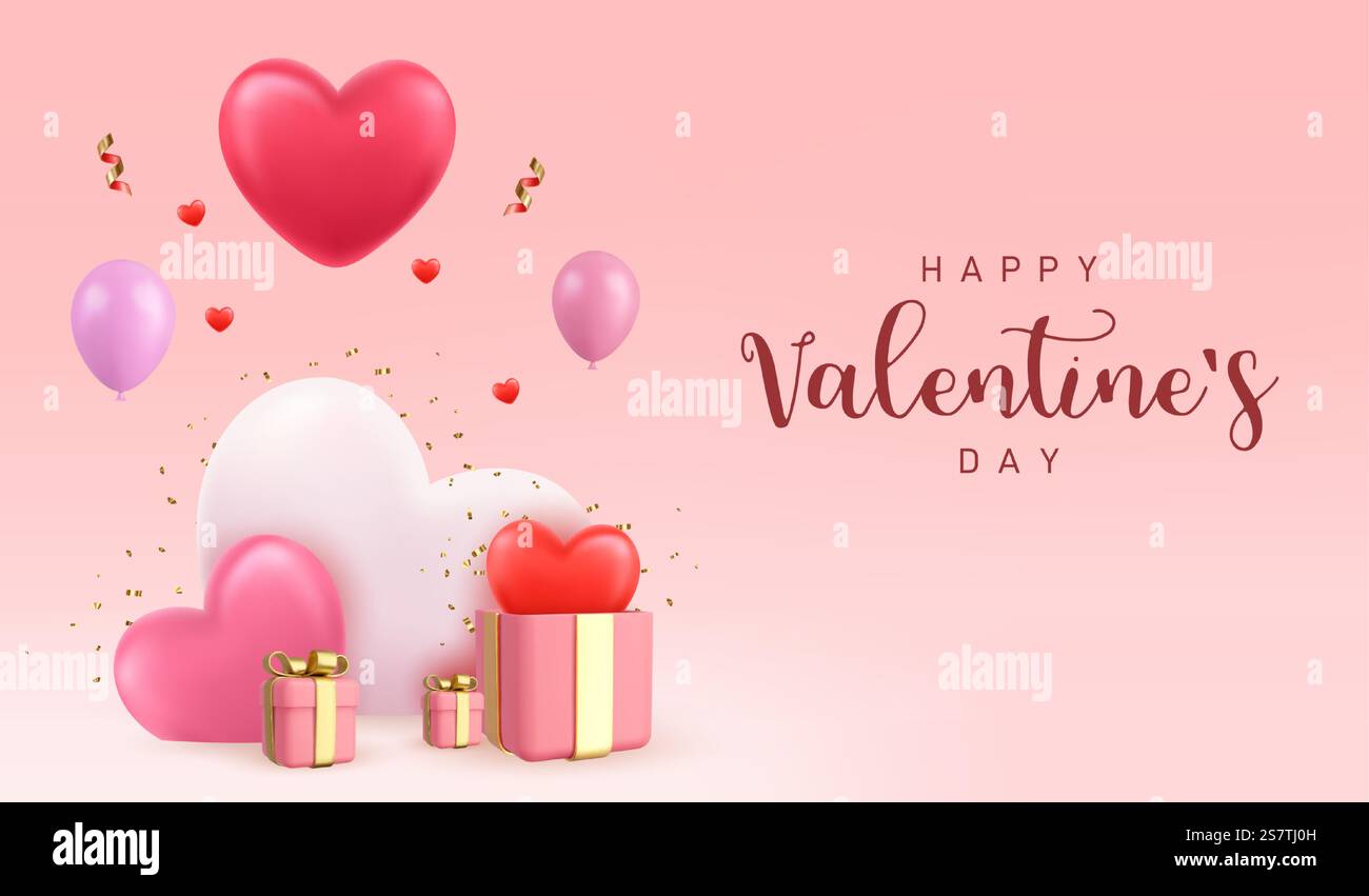 3d Happy Valentine s Day. Holiday wedding. happy birthday. Festive ...