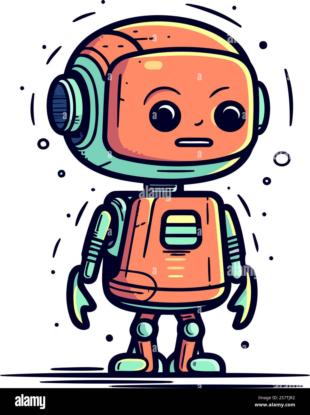 Cute cartoon robot character. Vector illustration in doodle style Stock ...