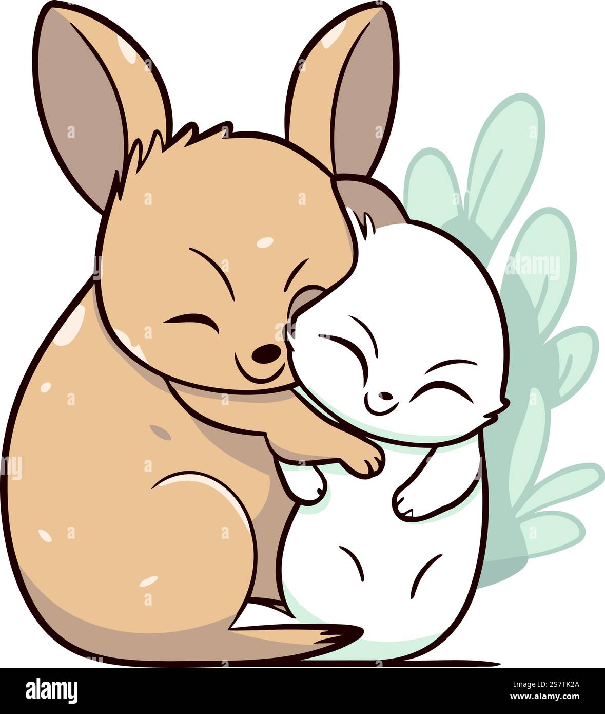 Cute little rabbit hugging a little hare. Vector illustration Stock ...