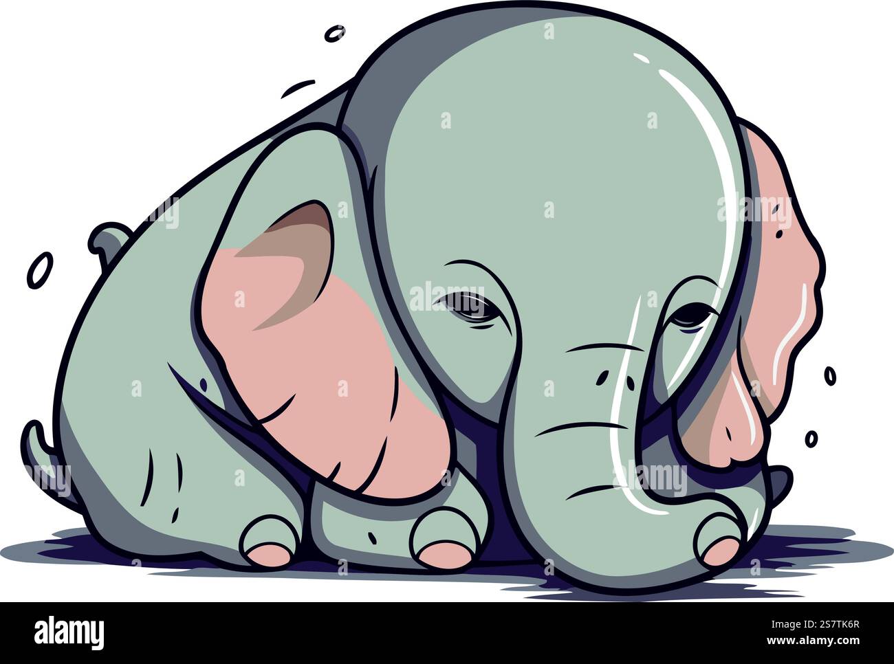Cute baby elephant. Vector illustration isolated on a white background ...