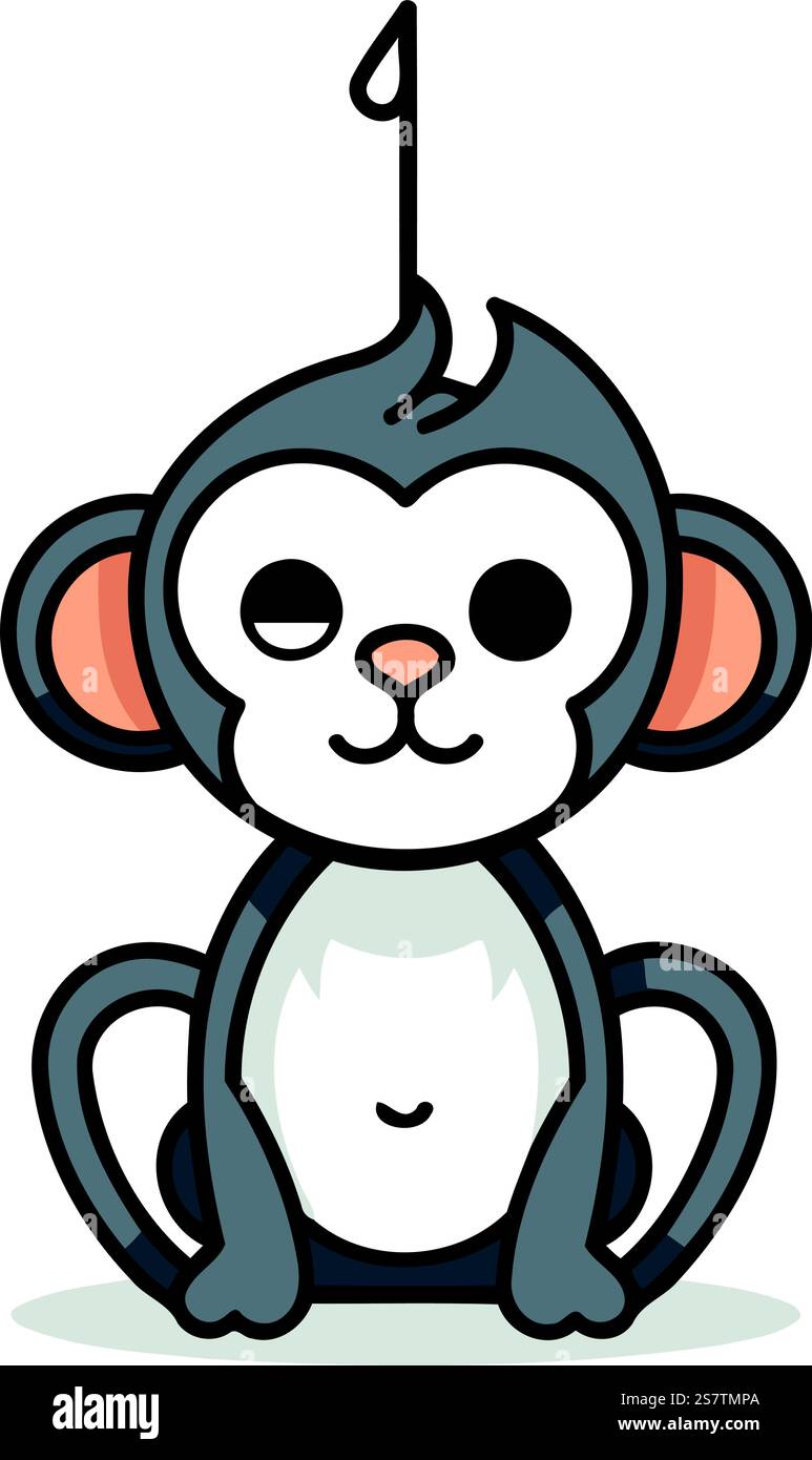 Cute monkey character design. Animal cartoon icon. Vector illustration ...