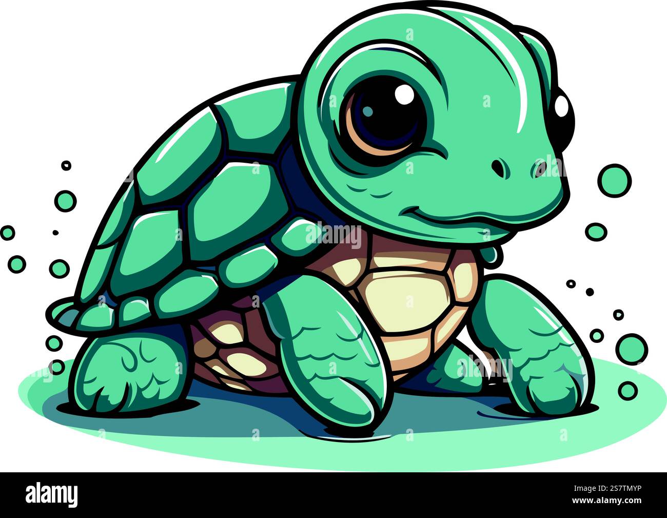Cute cartoon sea turtle. Vector illustration isolated on white ...