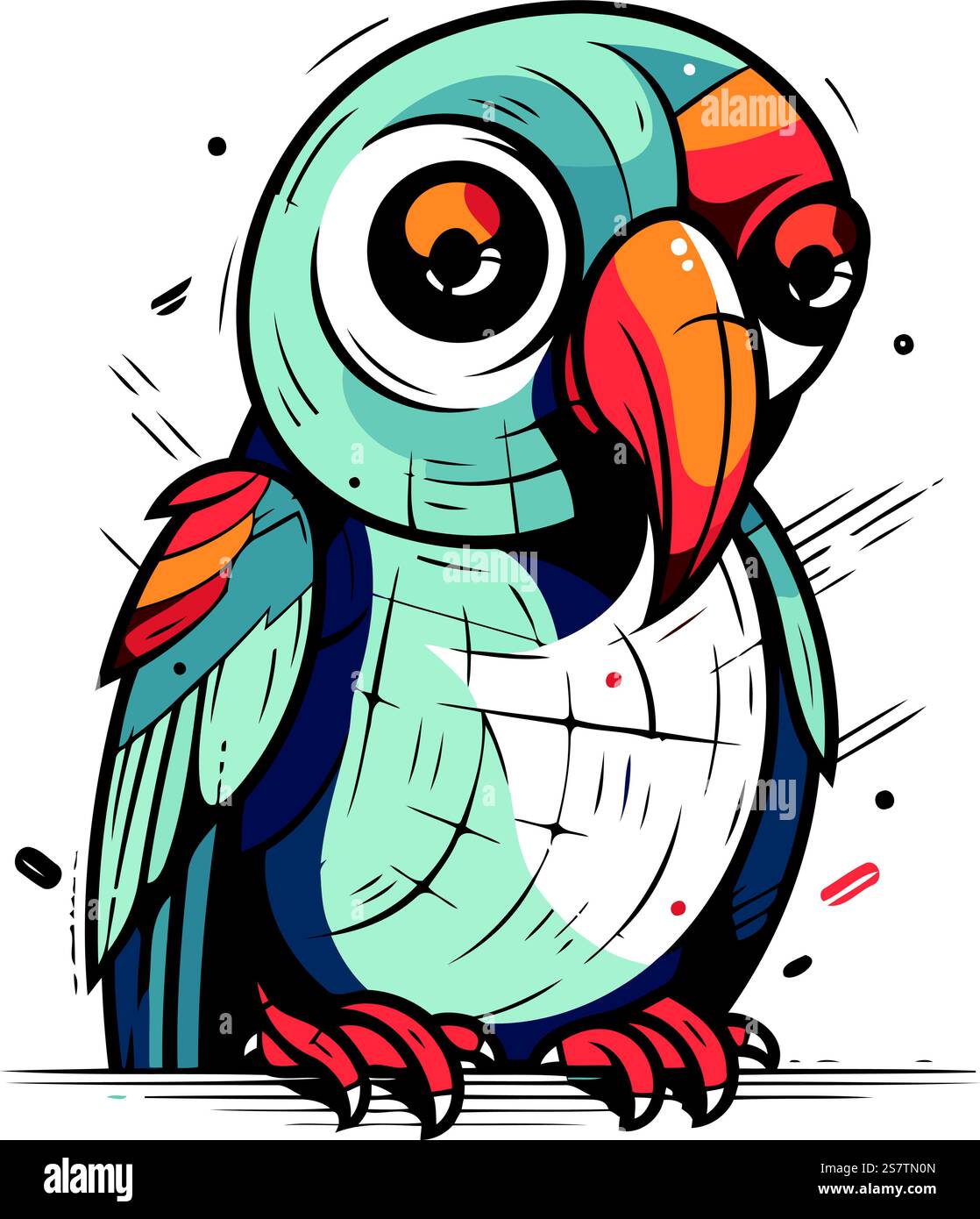 Cute cartoon parrot. Vector illustration isolated on white background ...