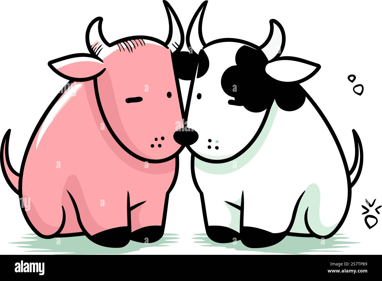 Cute cartoon cow and cow. Vector illustration on white background Stock ...