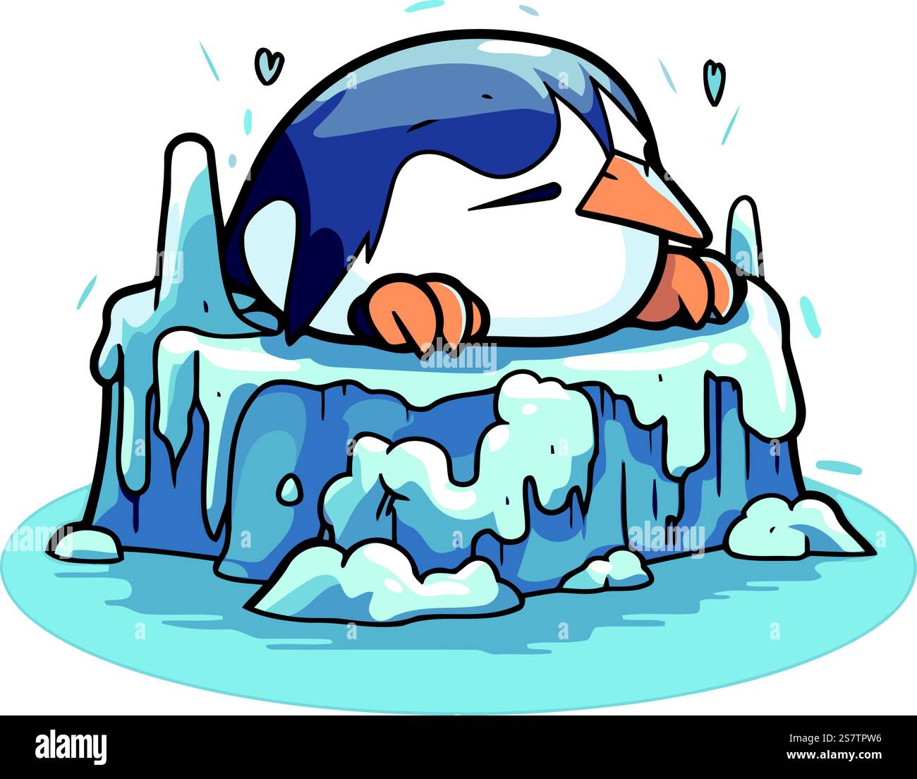 Penguin on ice. Vector illustration of cartoon penguin Stock Vector ...