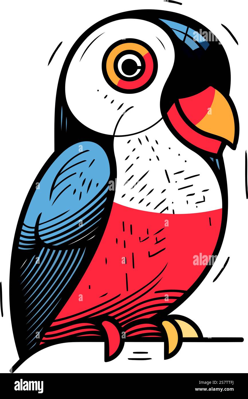Cute parrot. Hand drawn vector illustration in cartoon style Stock ...