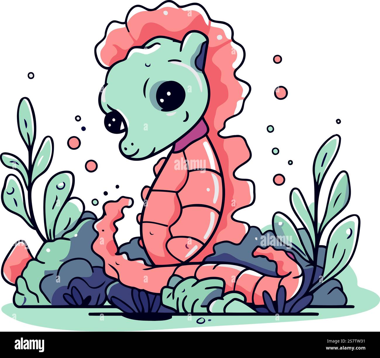 Cute cartoon seahorse. Vector illustration in a flat style Stock Vector ...