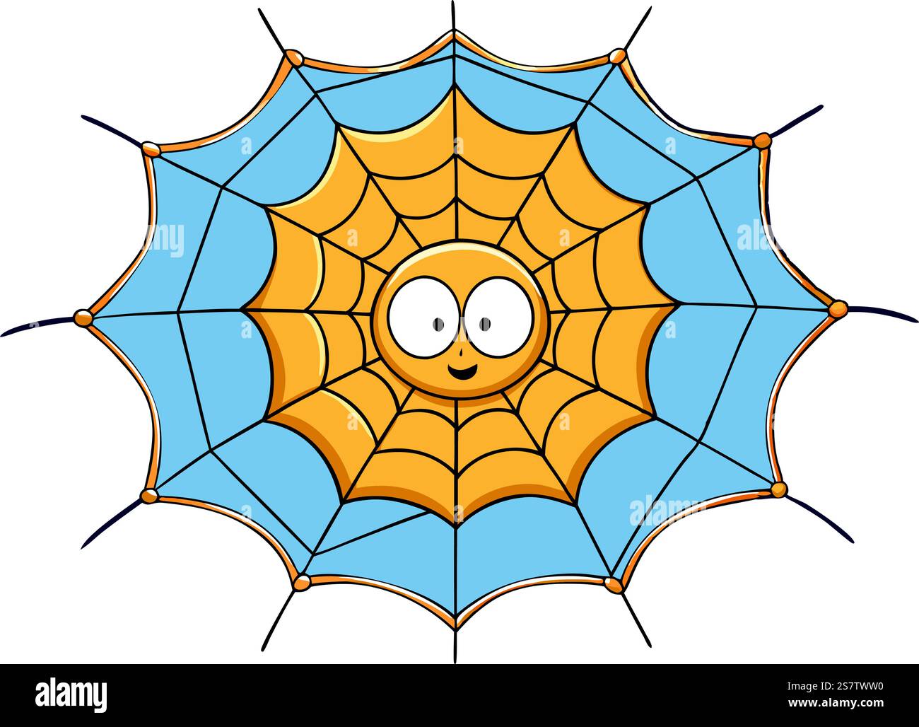 Fun cartoon spider web illustration with bright colors, featuring a ...