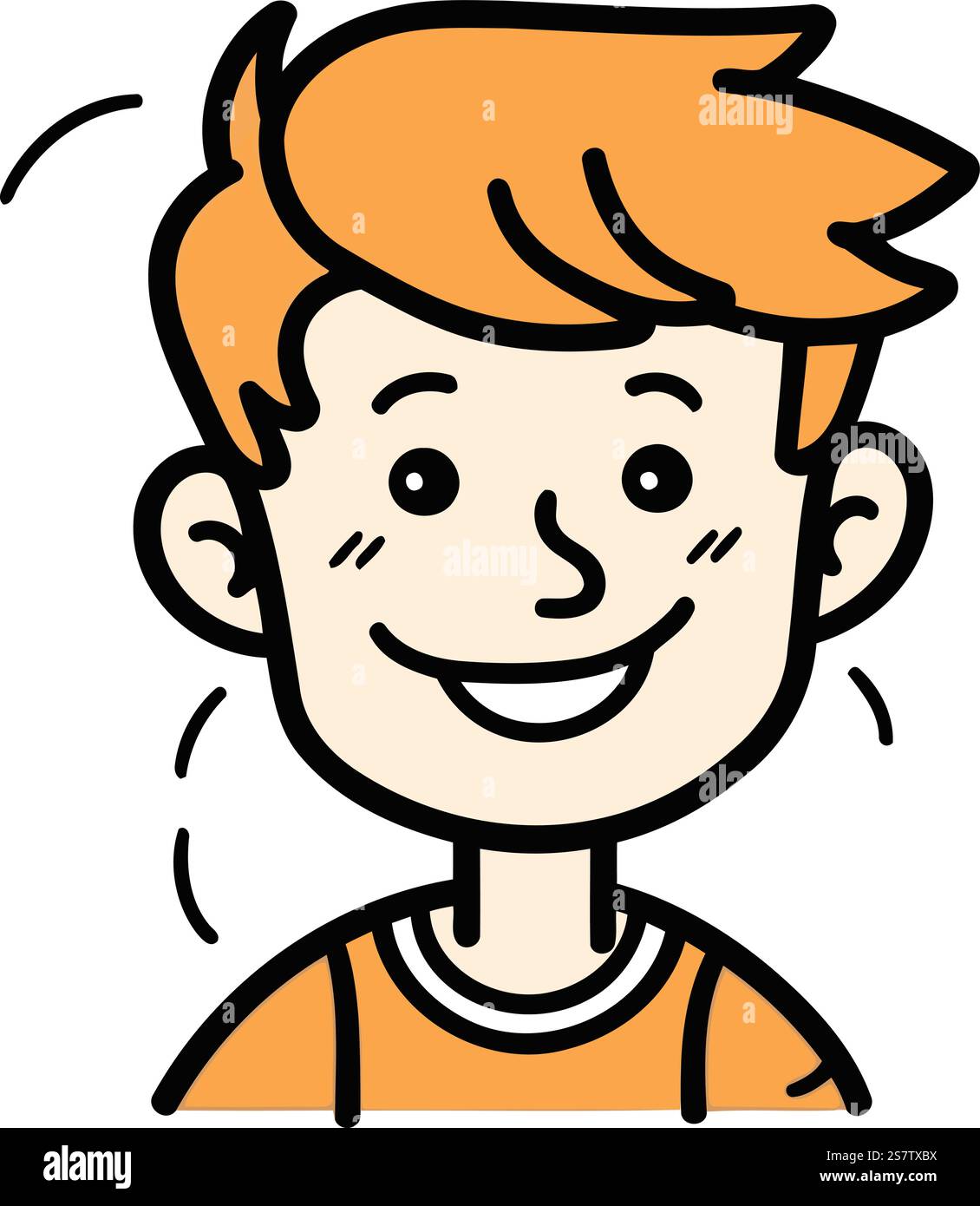 Cute cartoon boy smiling. Vector illustration of happy little boy ...