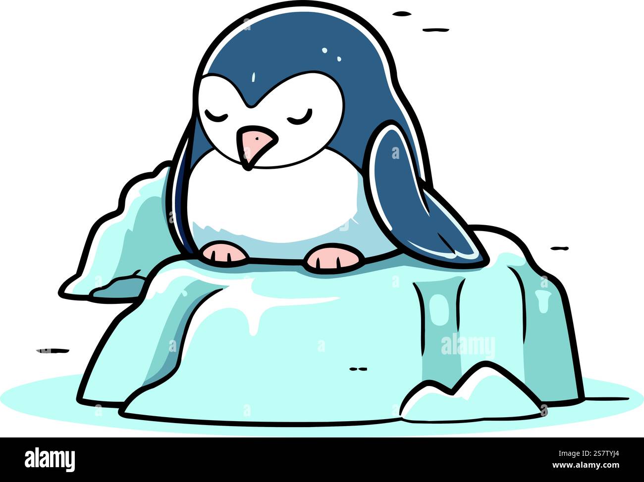 Cute penguin sitting on ice floe. Vector illustration Stock Vector ...